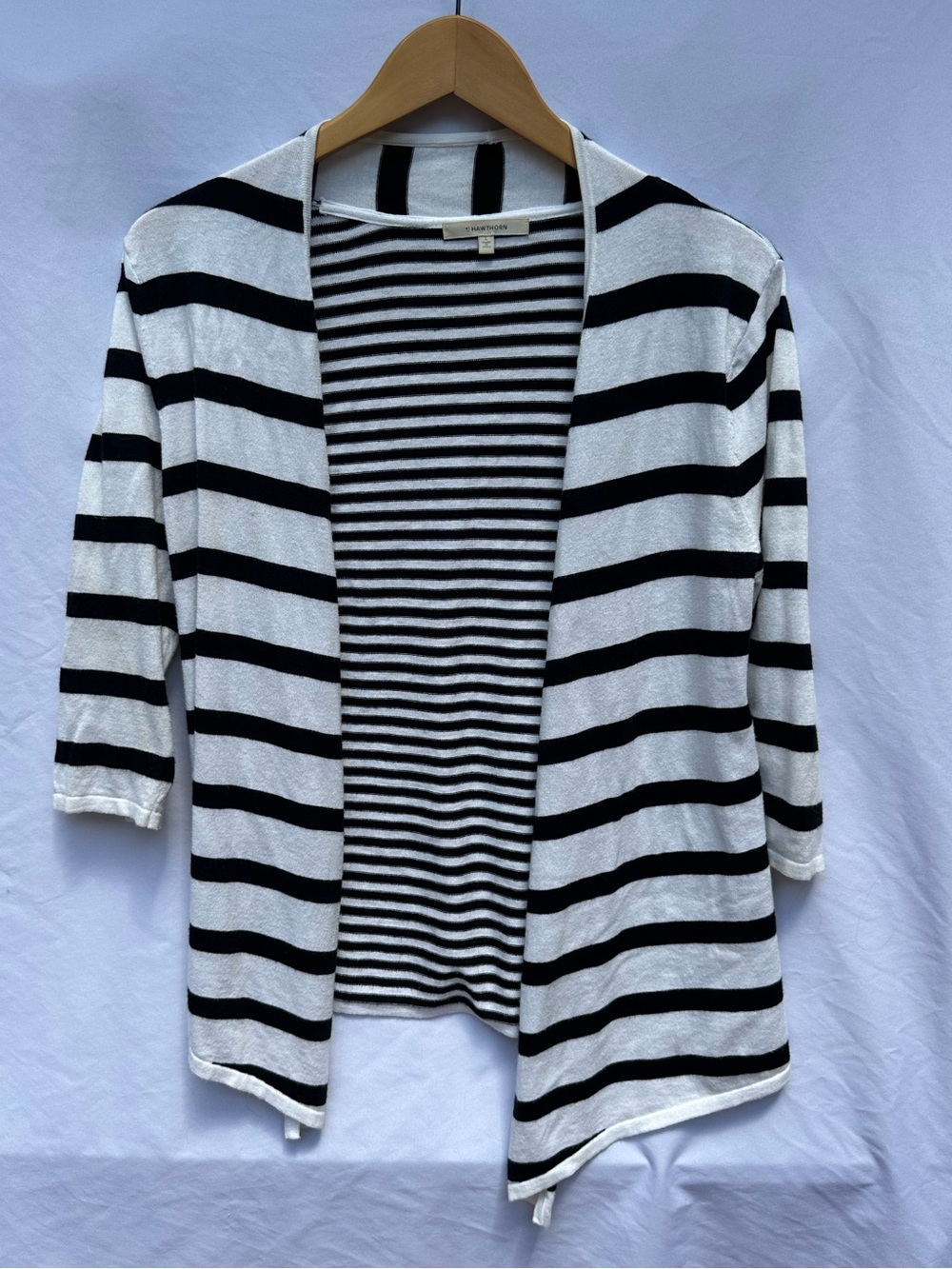 41 Hawthorn Black & White Striped Open Cardigan